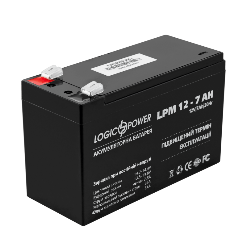 Акумуляторна батарея свинцево-кислотна AGM LPM 12-7 AH LogicPower