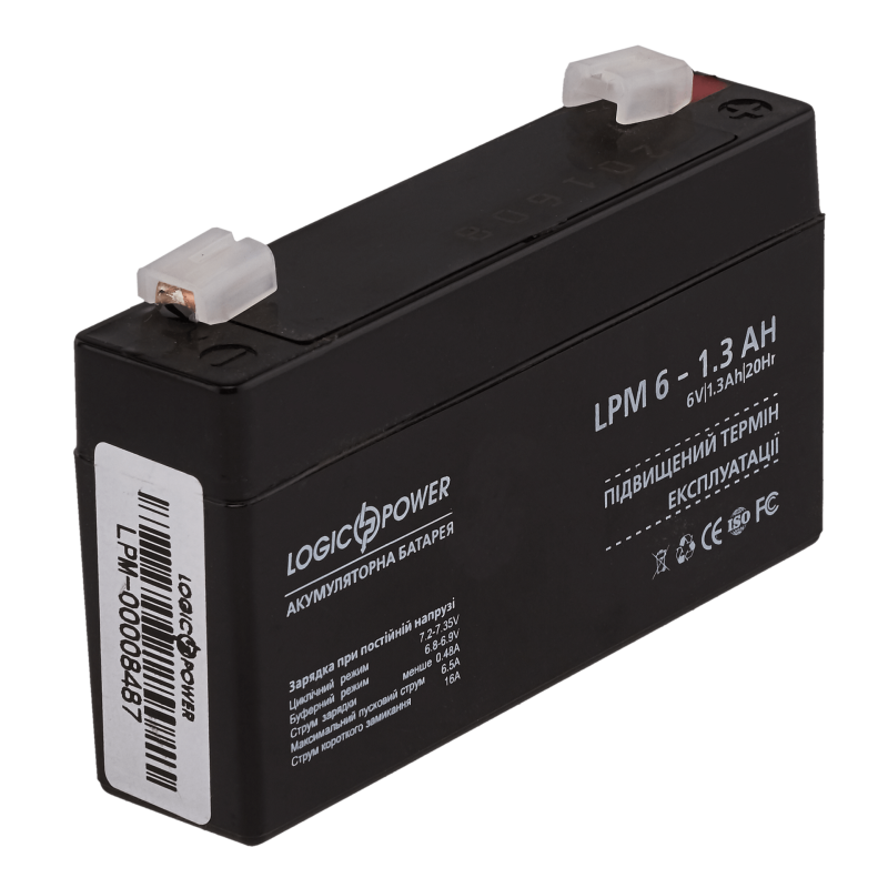 Акумуляторна батарея свинцево-кислотна AGM LPM 6-1.3 AH LogicPower