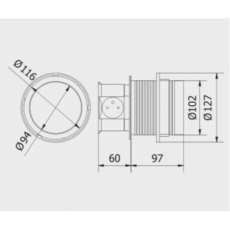 Подовжувач вбудовується в стіл GTV COMFORT 4xSCHUKO алюмінієвий 1.5м AE-BPW4S100-53