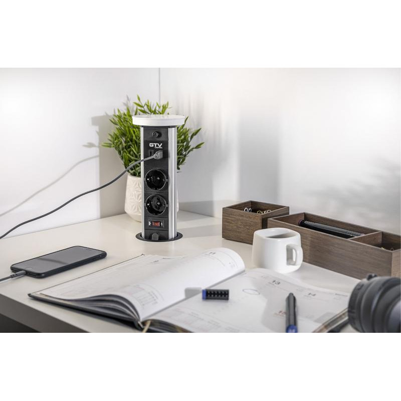 Удлинитель встраиваемый GTV CAMINO USB A+C 10W белый 1,5м AE-BPW2SCAM-10