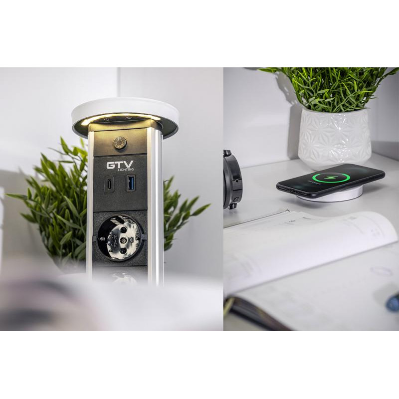 Удлинитель встраиваемый GTV CAMINO USB A+C 10W белый 1,5м AE-BPW2SCAM-10