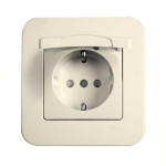 Розетка одинарная с/з и защитной крышкой VIKO Rollina крем 90421012