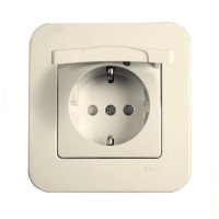 Розетка одинарная с/з и защитной крышкой VIKO Rollina крем 90421012