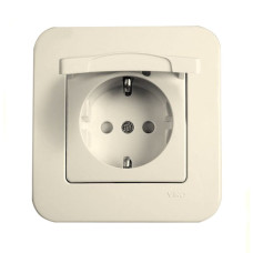 Розетка одинарная с/з и защитной крышкой VIKO Rollina крем 90421012