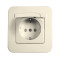 Розетка одинарная с/з и защитной крышкой VIKO Rollina крем 90421012