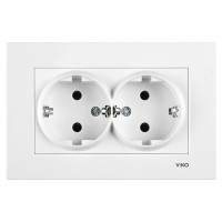 Розетка двухмесная с/з VIKO Karre белая 90960056