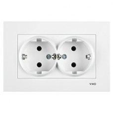 Розетка двухмесная с/з VIKO Karre белая 90960056