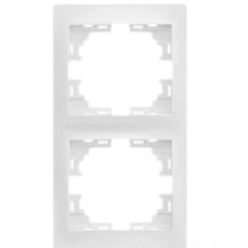 Рамка двойная вертикальная LEZARD Mira белая 701-0200-152