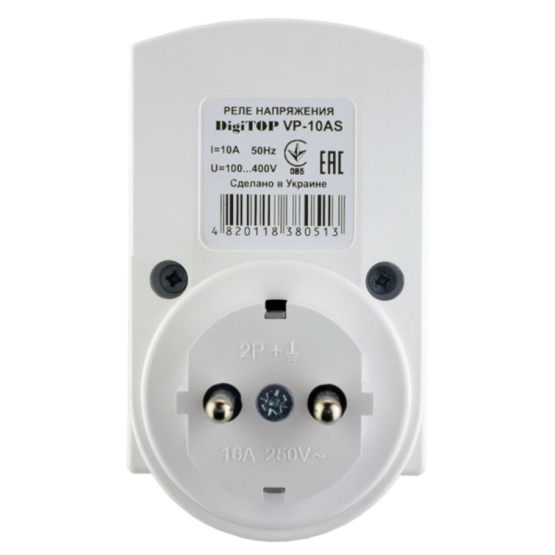 Реле напряжения DigiTOP в розетку V-protector VP-10AS 10A с/с