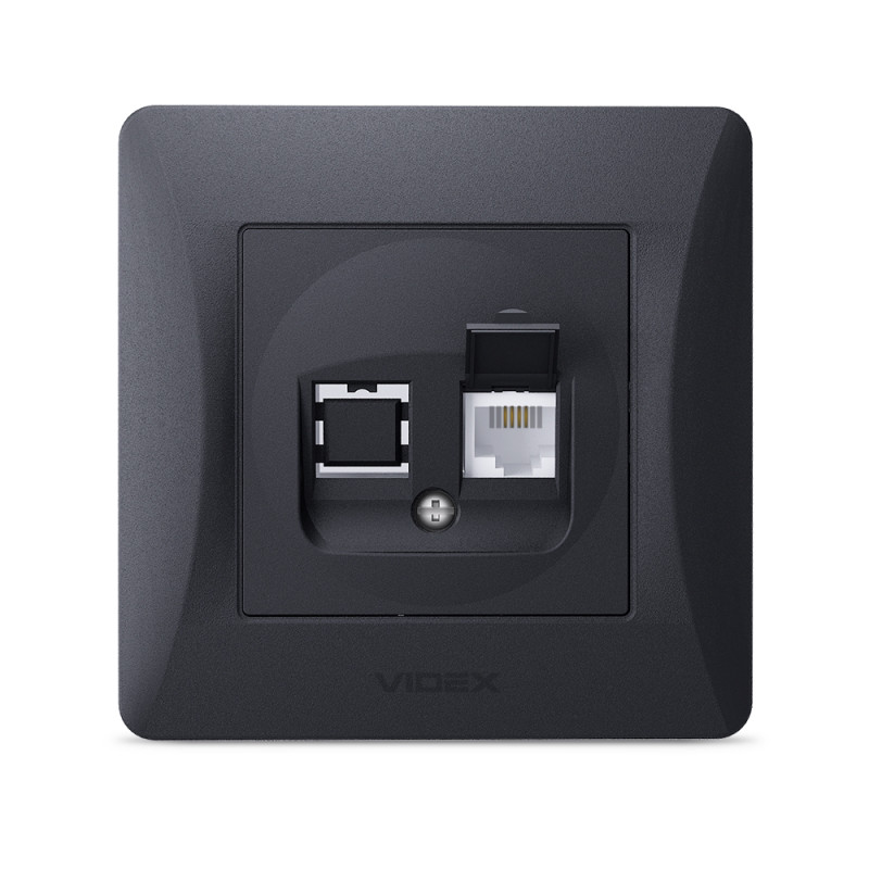 Розетка одинарная телефонная RJ-11 CAT3 VIDEX Binera графит (VF-BNSK1TF3-BG)