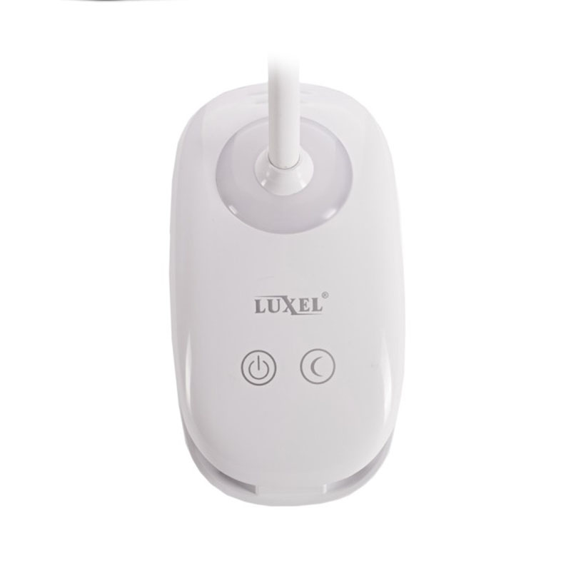 Настольный LED светильник прищепка LUXEL TLС-04W 6w белый + ночник +USB