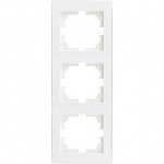 Рамка тройная вертикальная с боковой вставкой LEZARD Rain белая 703-0202-153