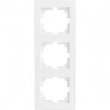 Рамка тройная вертикальная с боковой вставкой LEZARD Rain белая 703-0202-153