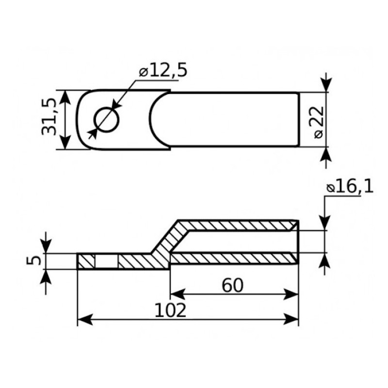 Наконечник кабельный медный луженый АСКО-УКРЕМ DT-150 под опрессовку A0060070009