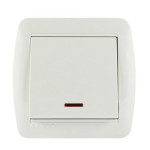 Выключатель накладной одноклавишный с подсветкой LEZARD Demet белый IP20 711-0200-111