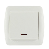 Выключатель накладной одноклавишный с подсветкой LEZARD Demet белый IP20 711-0200-111