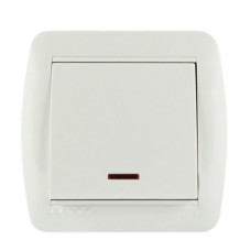 Выключатель накладной одноклавишный с подсветкой LEZARD Demet белый IP20 711-0200-111