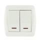 Выключатель накладной двухклавишный с подсветкой LEZARD Demet белый IP20 711-0200-112