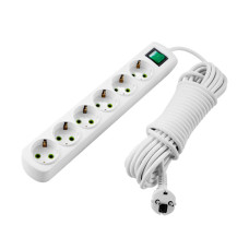 Удлинитель LEZARD 6 входов 5м с заземлением и выключателем Letitia 721-0605-602