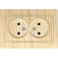 Розетка двухместная б/з LEZARD Mira дуб отбеленный 701-5252-128В