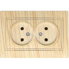 Розетка двухместная б/з LEZARD Mira дуб отбеленный 701-5252-128В