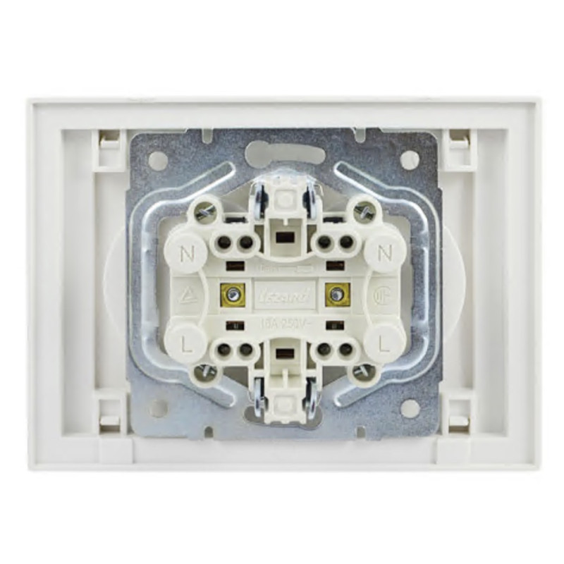 Розетка двомісна б/з з боковою вставкою золото LEZARD Rain біла 703-0226-128В