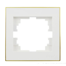 Рамка одинарная с боковой вставкой золото LEZARD Rain белая 703-0226-146