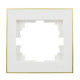 Рамка одинарная с боковой вставкой золото LEZARD Rain белая 703-0226-146