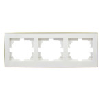 Рамка тройная горизонтальная с боковой вставкой золото LEZARD Rain белая 703-0226-148 