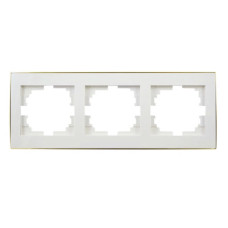 Рамка тройная горизонтальная с боковой вставкой золото LEZARD Rain белая 703-0226-148 