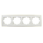 Рамка четверная горизонтальная с боковой вставкой золото LEZARD Rain белая