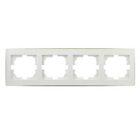 Рамка четверная горизонтальная с боковой вставкой золото LEZARD Rain белая