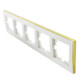 Рамка пятерная горизонтальная с боковой вставкой золото LEZARD Rain белая