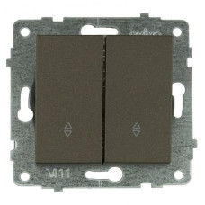 Выключатель проходной двухклавишный OVIVO Grano мокко (600-000219-211)