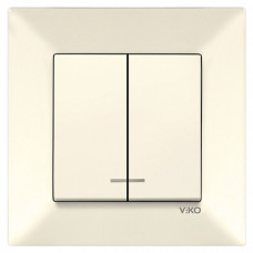 Выключатель двухклавишный с подсветкой VIKO Meridian крем 90970250-WH