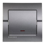 Выключатель одноклавишный с подсветкой LEZARD Deriy графит 702-2929-111