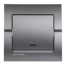 Выключатель одноклавишный с подсветкой LEZARD Deriy графит 702-2929-111