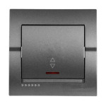 Выключатель одноклавишный проходной с подсветкой LEZARD Deriy графит 702-2929-114