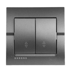 Выключатель двухклавишный проходной LEZARD Deriy графит 702-2929-106