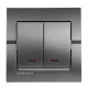 Выключатель двухклавишный с подсветкой LEZARD Deriy графит 702-2929-112