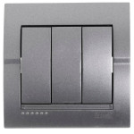 Выключатель трехклавишный LEZARD Deriy графит 702-2929-109