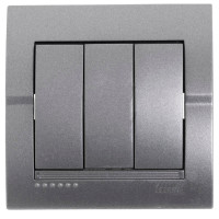 Выключатель трехклавишный LEZARD Deriy графит 702-2929-109