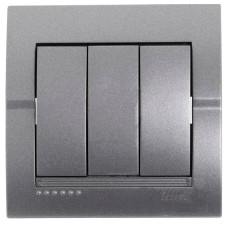Выключатель трехклавишный LEZARD Deriy графит 702-2929-109