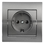 Розетка одинарная з/з LEZARD Deriy графит