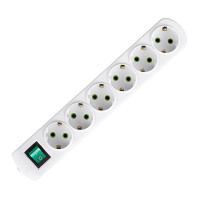 Колодка LEZARD 6 входов с заземлением и выключателем белая Letitia 721-0600-602