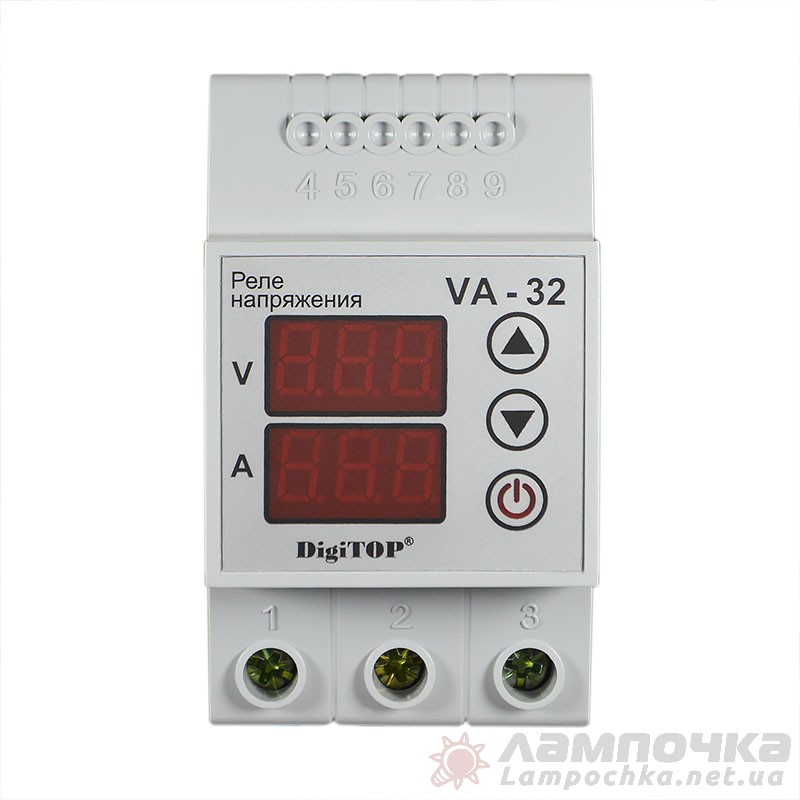 Реле напряжения DigiTOP на DIN-рейку VA-32A (32A-40A) с контролем тока