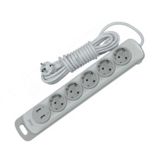 Сетевой удлинитель LUXEL 5 входов 3м с заземлением и выключателем +2USB Nota