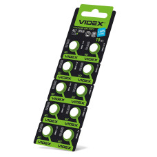 Батарейка часовая алкалиновая (щелочная) VIDEX AG7 LR926 (10шт) (AG7/10B/1.5V)