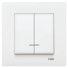 Выключатель двухклавишный с подсветкой VIKO Karre белый 90960050