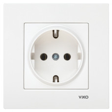Розетка одинарная с/з VIKO Karre белая 90960008